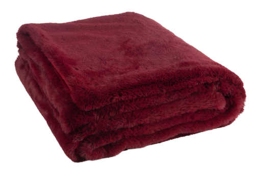 Hřejivá chlupatá deka v tmavě červené barvě