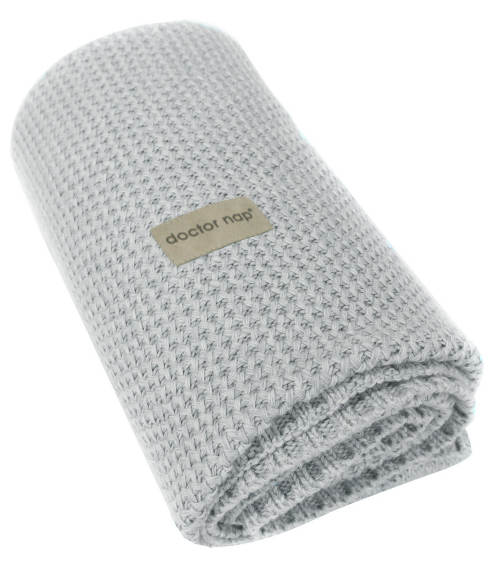 Pletená šedá deka ze 100% bavlny